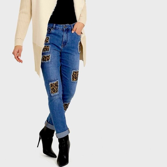 Joseph Ribkoff T Dark Denim Embellished Hem Jeans 223941 3699